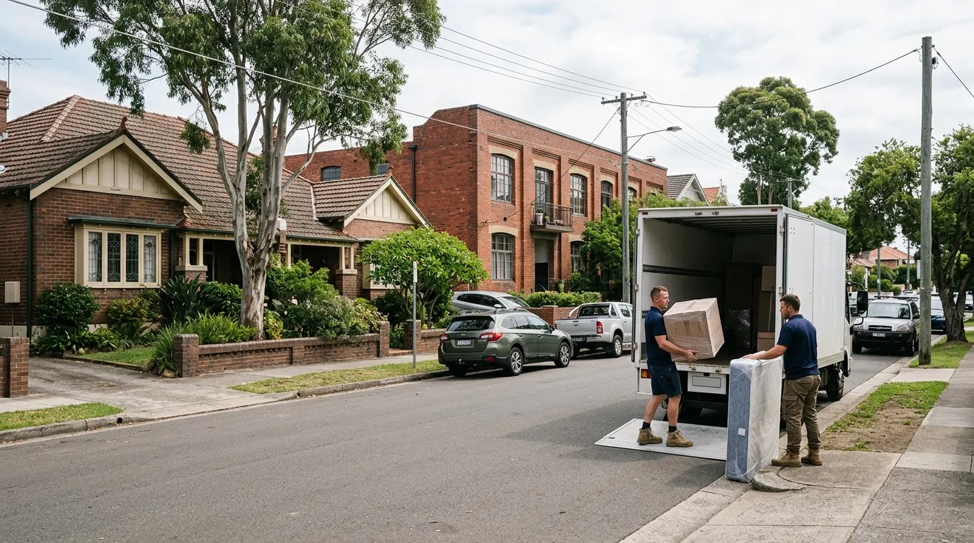 Removalists at work on a street in Marrickville, Sydney