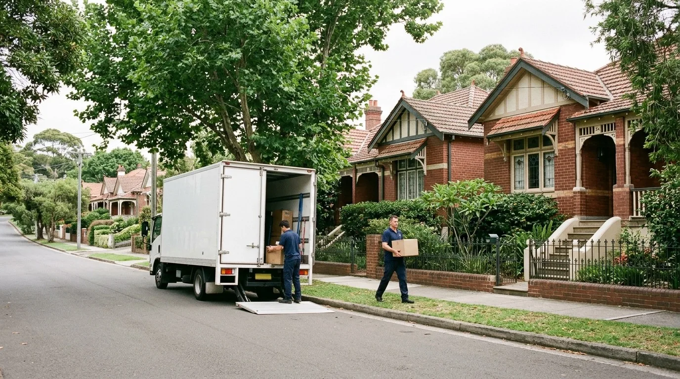 Removalists at work on a street in Stanmore, Sydney